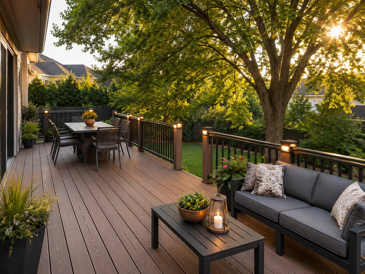 Wooden cedar deck built by Bahbouh Group in Manitoba